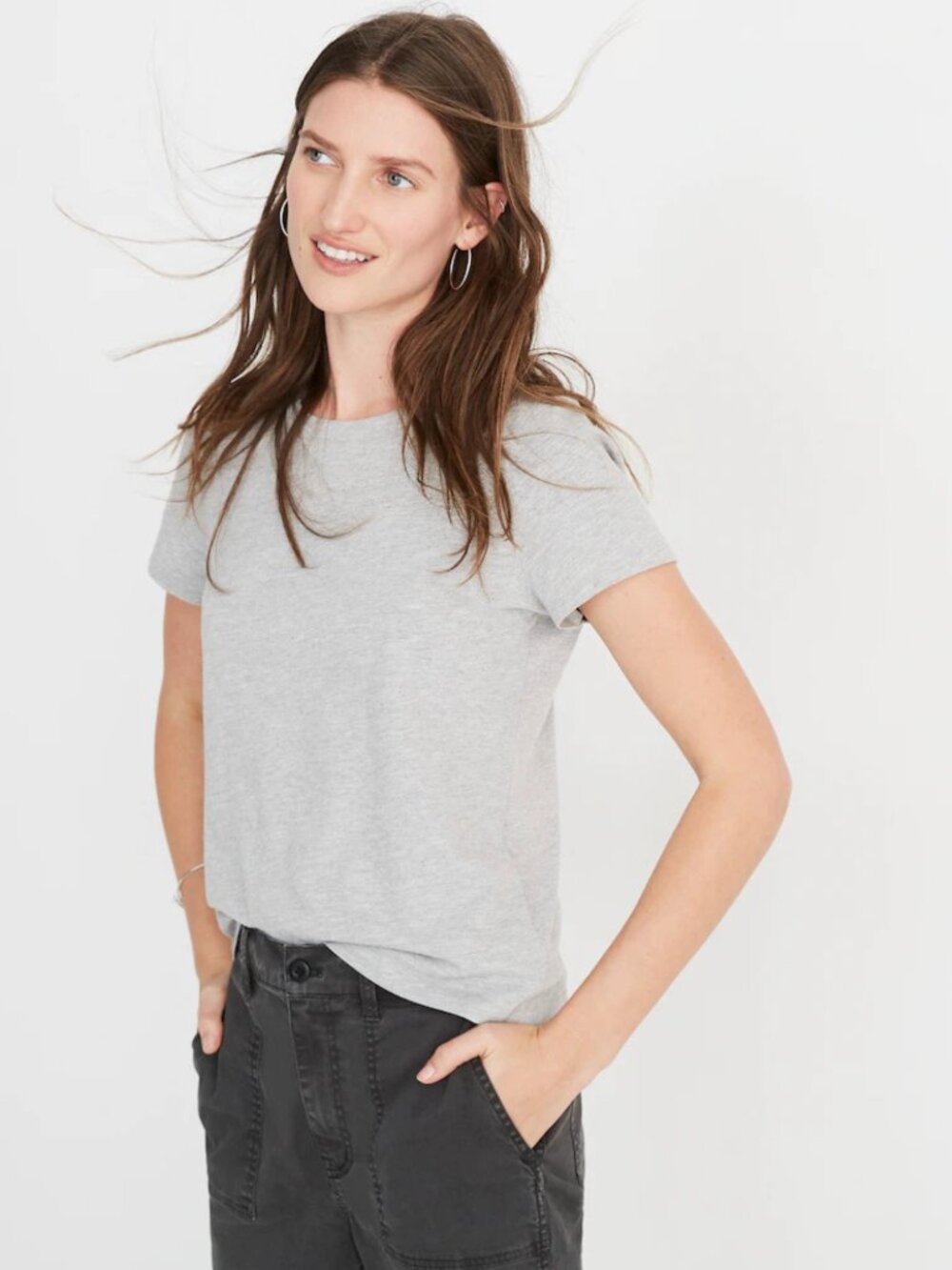 NWT Madewell Northside Vintage Tee Crewneck Heather Grey Capsule Wardrobe 2X